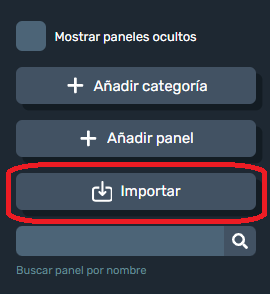 Editar Panel Importar en la interfaz gráfica de Dragsa