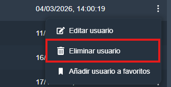 eliminar usuario en la interfaz gráfica de Dragsa