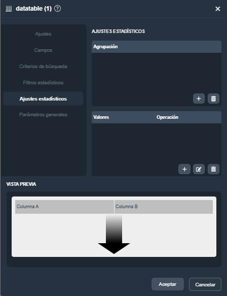 Modal del elemento tabla de datos en el módulo informes de Dragsa