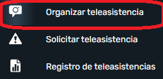 Apartado organizar teleasistencia en la interfaz gráfica de Dragsa