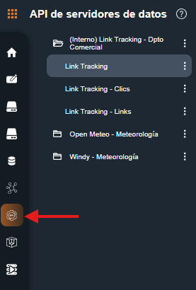 Página de API Servidores de datos