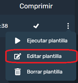 Botón de editar la plantilla para exportar datos en la interfaz gráfica de Dragsa