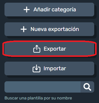 Botón de exportar datos en la interfaz gráfica de Dragsa