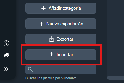 Botón de importar datos en la interfaz gráfica de Dragsa