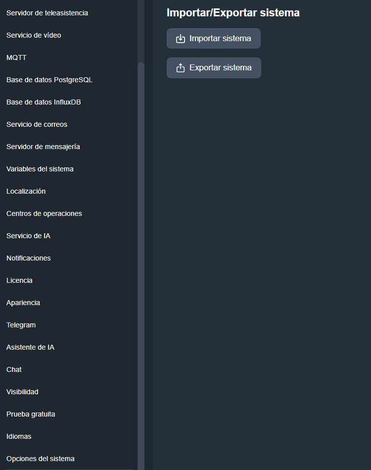 Opciones del sistemna de la interfaz gráfica de Dragsa