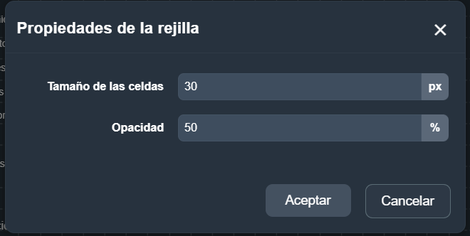 Configuración de la rejilla del modo diseño de paneles en Dragsa