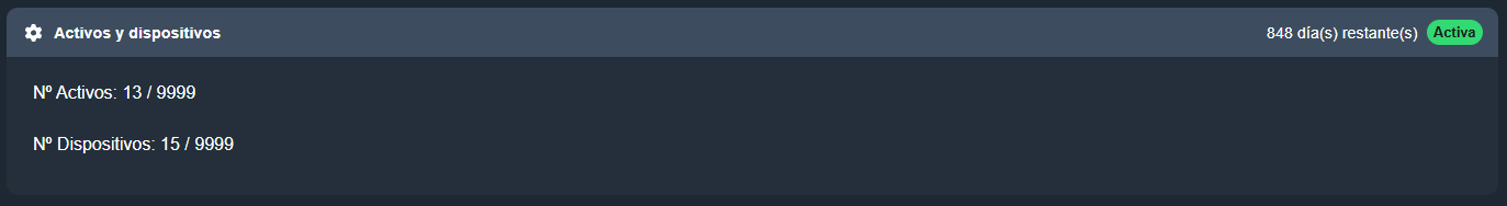 Información de la licencia de activos y dispositivos