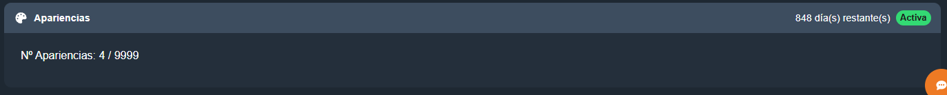Información de la licencia de apariencias