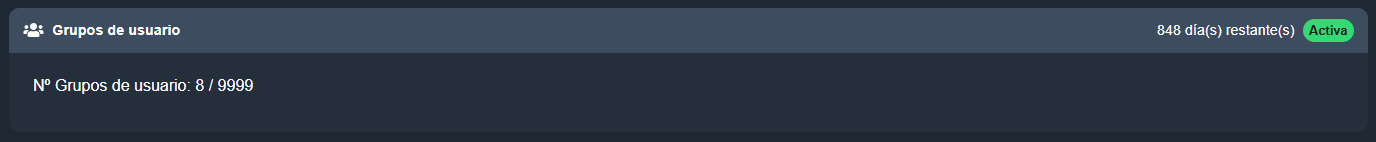 Información de la licencia de grupos de usuarios