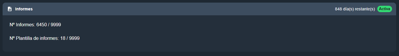 Información de la licencia de informes