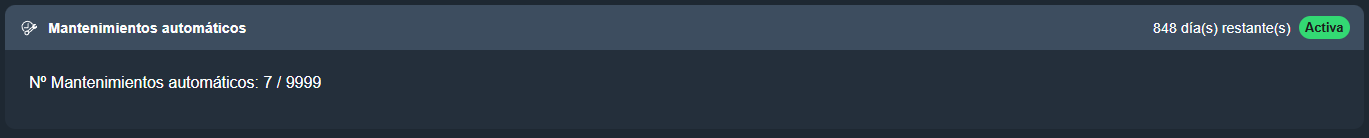 Información de la licencia de mantenimientos automáticos
