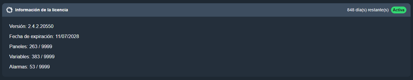 Información de la licencia Nido