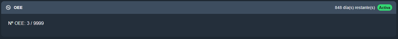 Información de la licencia OEE