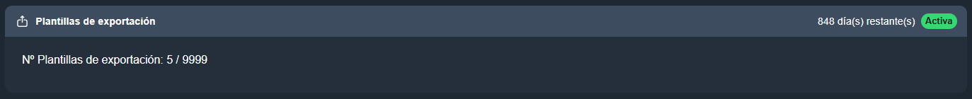 Información de la licencia de plantillas de exportación