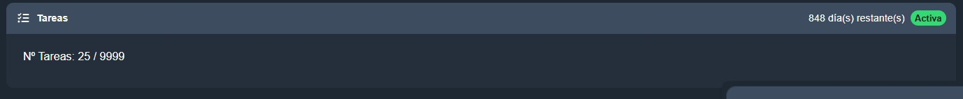 Información de la licencia de tareas