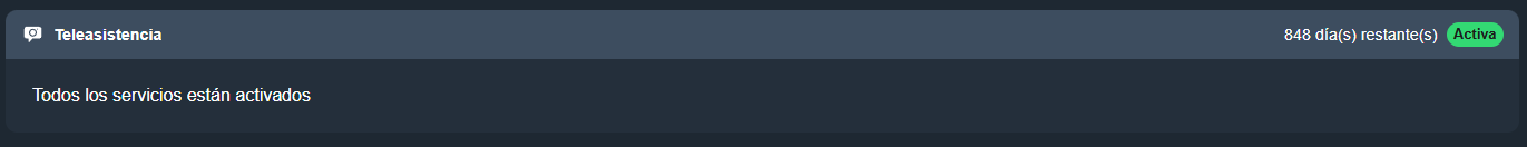 Información de la licencia de teleasistencia