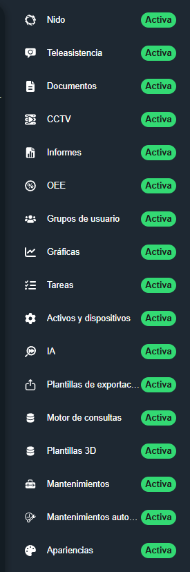Listado de licencias en la interfaz de Dragsa