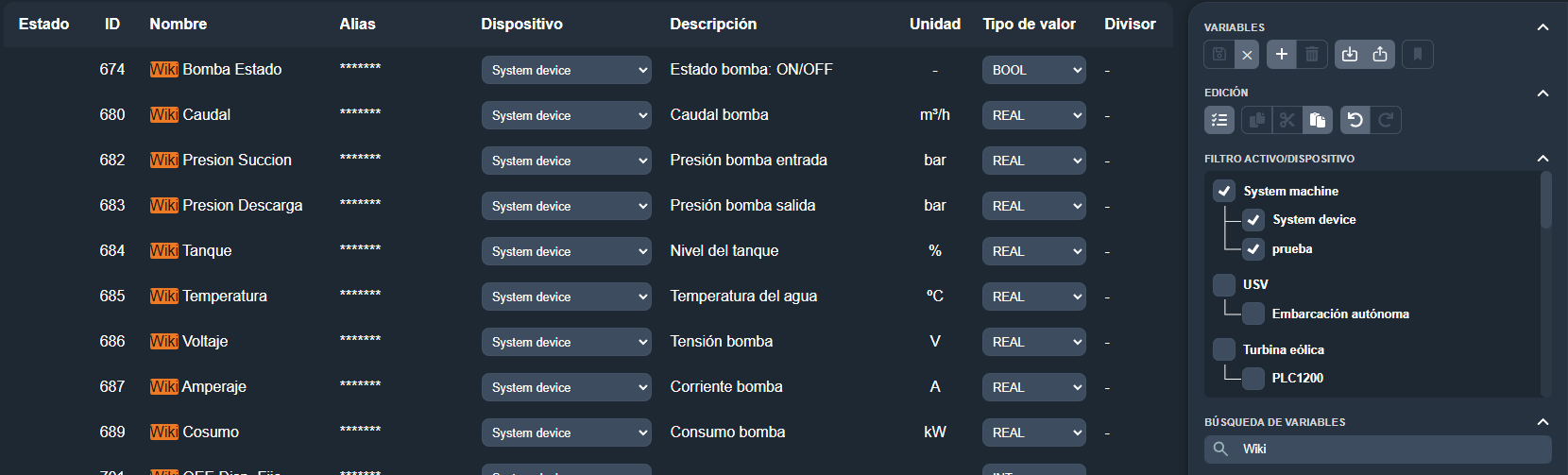 buscar variable en Dragsa