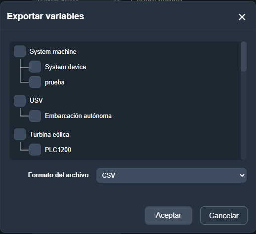 Menú exportar en Dragsa