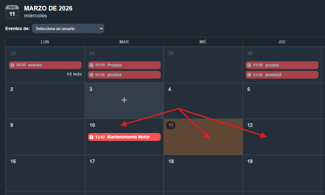 Crear un evento pulsando en un espacio vacío del calendario