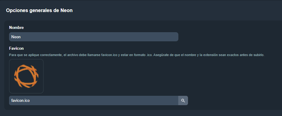 Opciones generales de una apariencia en Dragsa