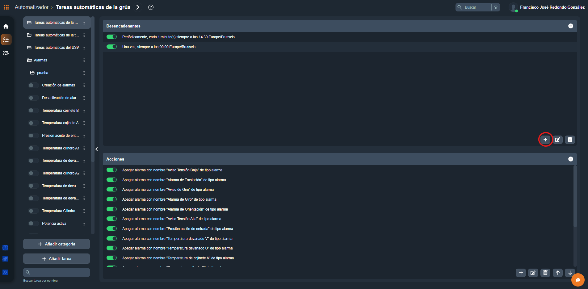 Crear desencadenante en la interfaz gráfica de Dragsa