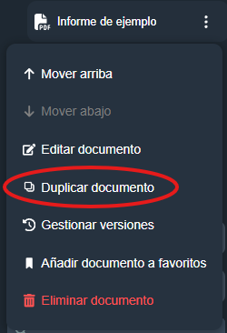 Duplicar documento en la interfaz gráfica de Dragsa