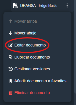 Editar documento en la interfaz gráfica de Dragsa