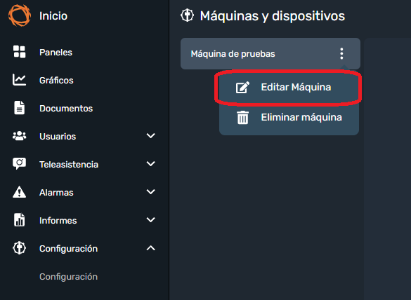 Editar máquina en Dragsa