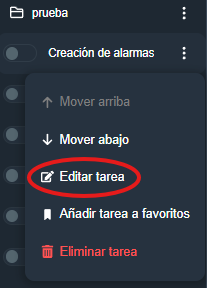 Editar tarea en la interfaz gráfica de Dragsa