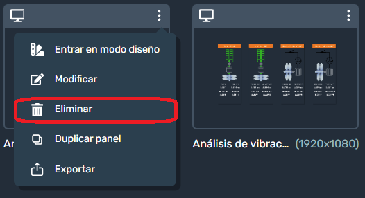 Editar Panel Eliminar en la interfaz gráfica de Dragsa