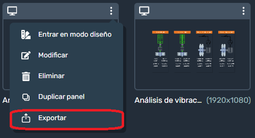 Exportar panel en la interfaz gráfica de Dragsa