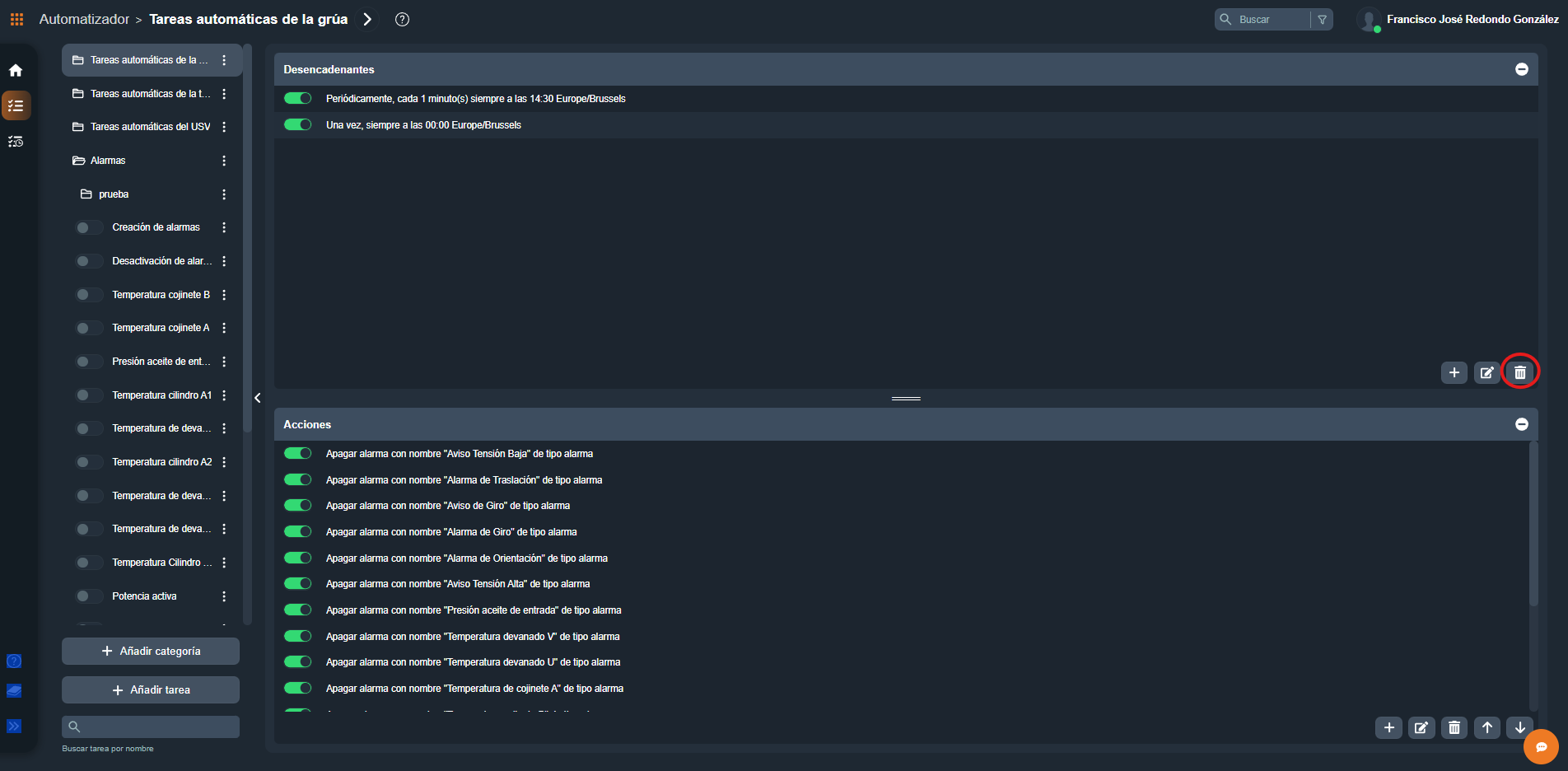 Eliminar desencadenante en la interfaz gráfica de Dragsa
