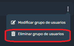 eliminar grupo de usuarios en la interfaz gráfica de Dragsa