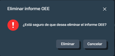 Aviso eliminar OEE en modulo OEE de interfaz gráfica en Dragsa