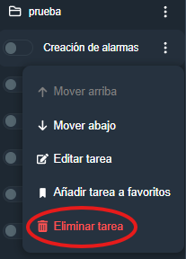Eliminar tarea en la interfaz gráfica de Dragsa
