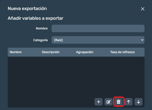 eliminar variable a exportar en la interfaz gráfica de Dragsa