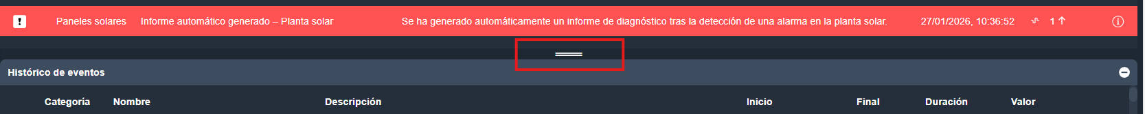 Redimensionar listado de eventos en la interfaz gráfica de Dragsa