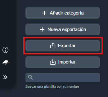 Exportar, limpiar o guardar como plantilla las opciones de exportación en la interfaz gráfica de Dragsa