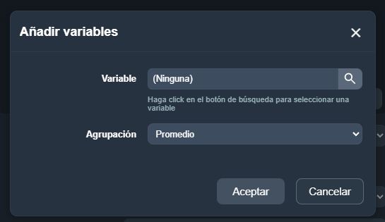 Modal Añadir variables en Dragsa Analytics