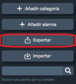 Exportar alarma en Dragsa