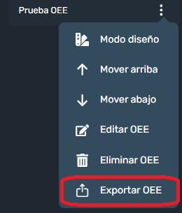 Exportar OEE en modulo OEE de interfaz gráfica en Dragsa