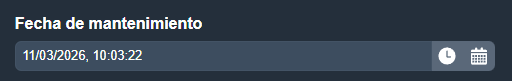 Campo Fecha de mantenimiento con selector de fecha y hora