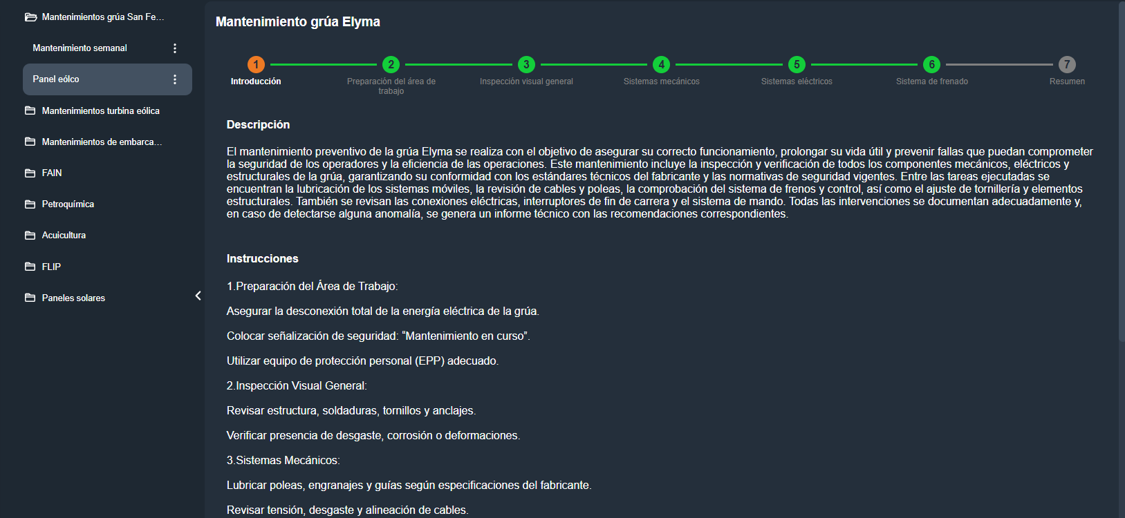 Paso Introducción con descripción e instrucciones generales del mantenimiento