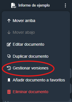 Gestionar versiones de un documento en la interfaz gráfica de Dragsa