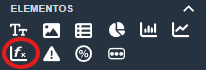 Botón del elemento de gráfico de fórmulas en modo diseño de plantillas en la interfaz gráfica de Dragsa