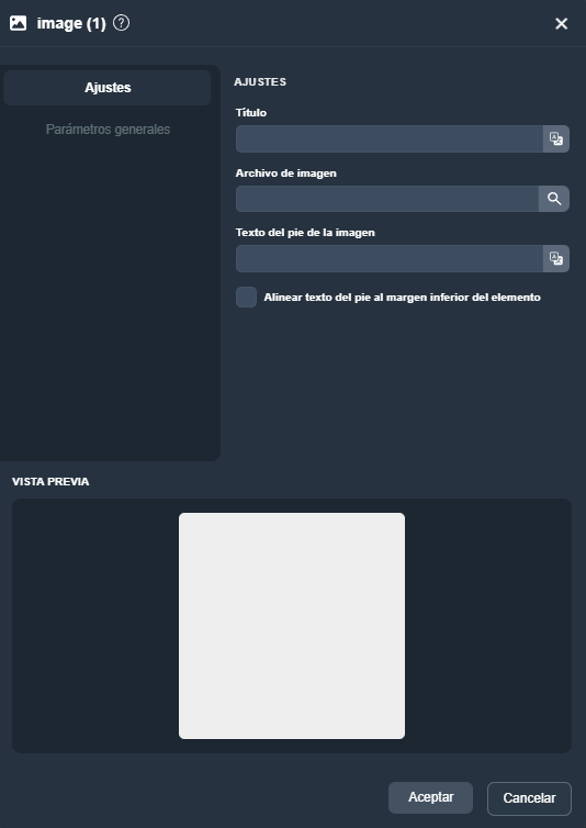 Parámetros del elemento de imagen en modo diseño de plantillas en la interfaz gráfica de Dragsa