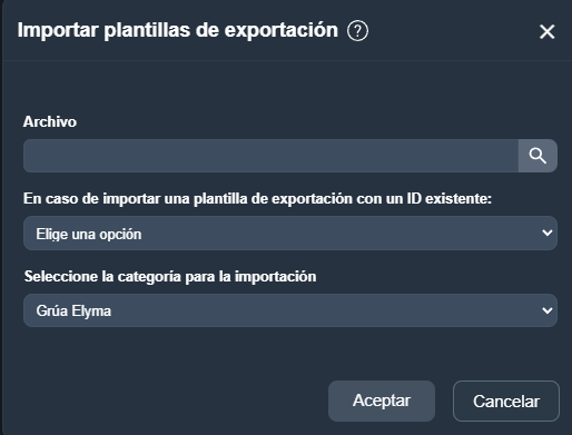 Tabla de exportación de datos