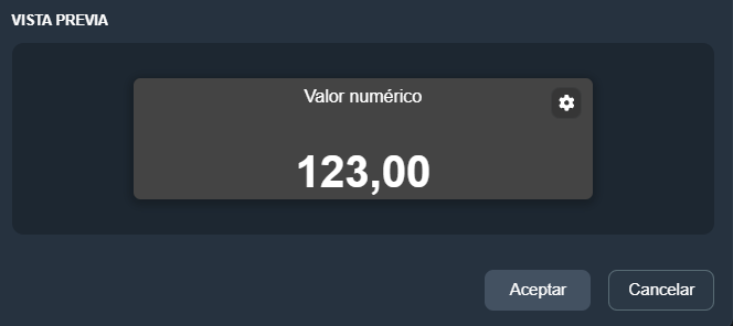 Vista previa del elemento indicador numérico estadístico en el módulo paneles de Dragsa