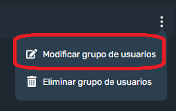 modificar grupo de usuarios en la interfaz gráfica de Dragsa